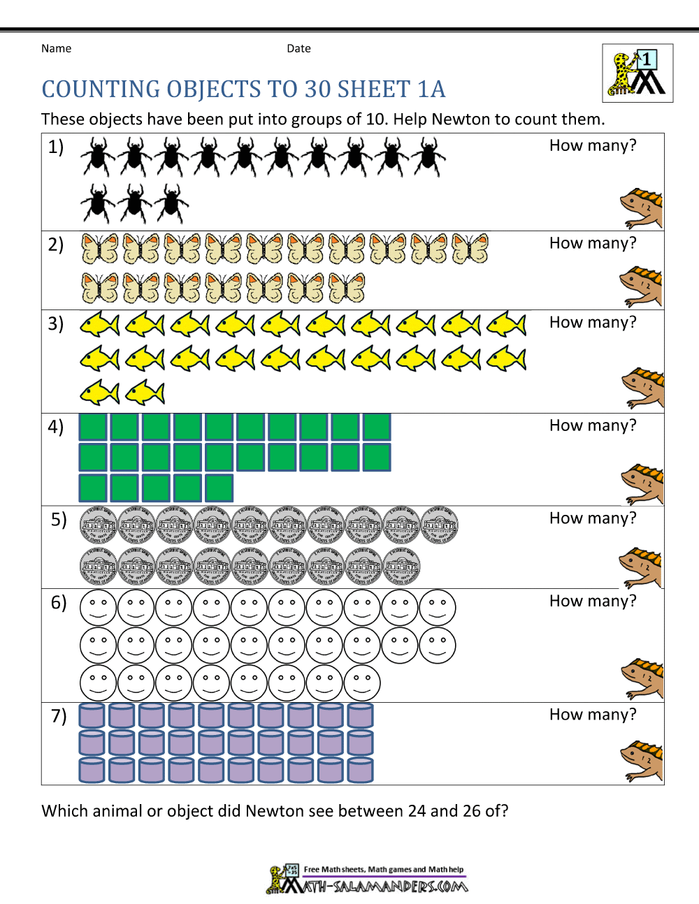 Kindergarten Counting Worksheets