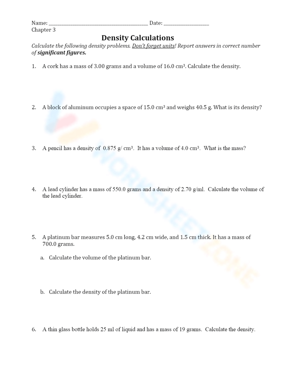 Free Printable Density Worksheets Density Of Matters Worksheets Library