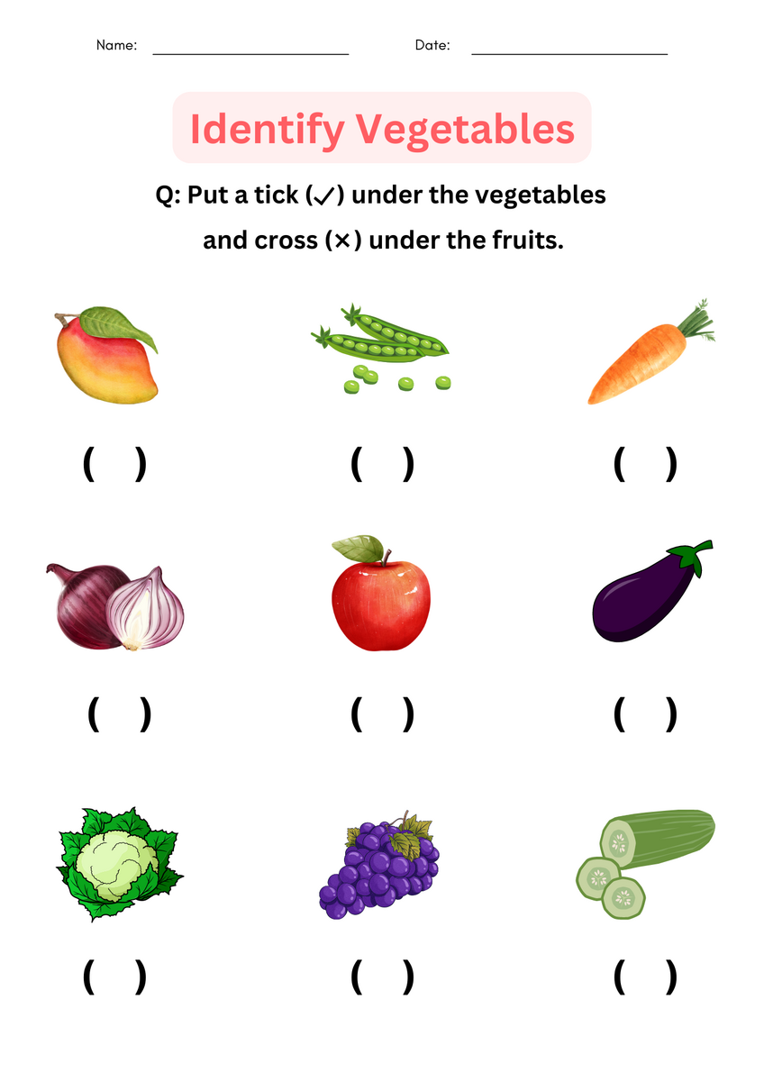 Fruit And Vegetable Worksheets For Kindergarten 1st Grade Mamas Learning Corner