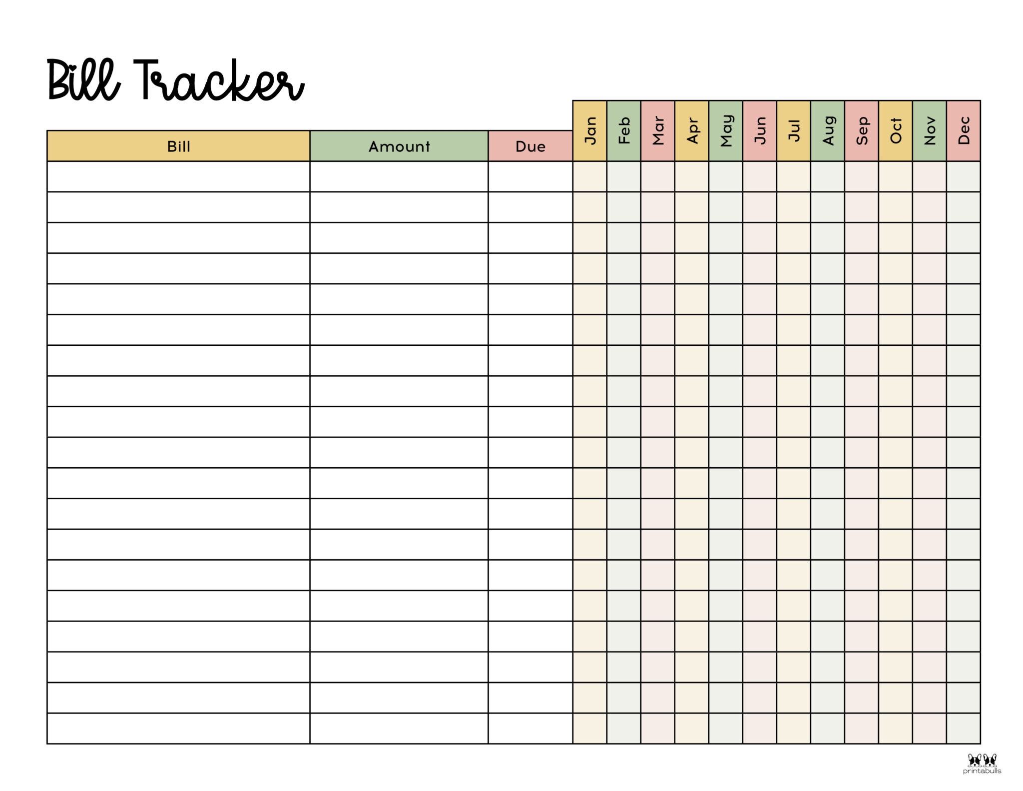 Free Printable Bill Planner Printable Party Favors