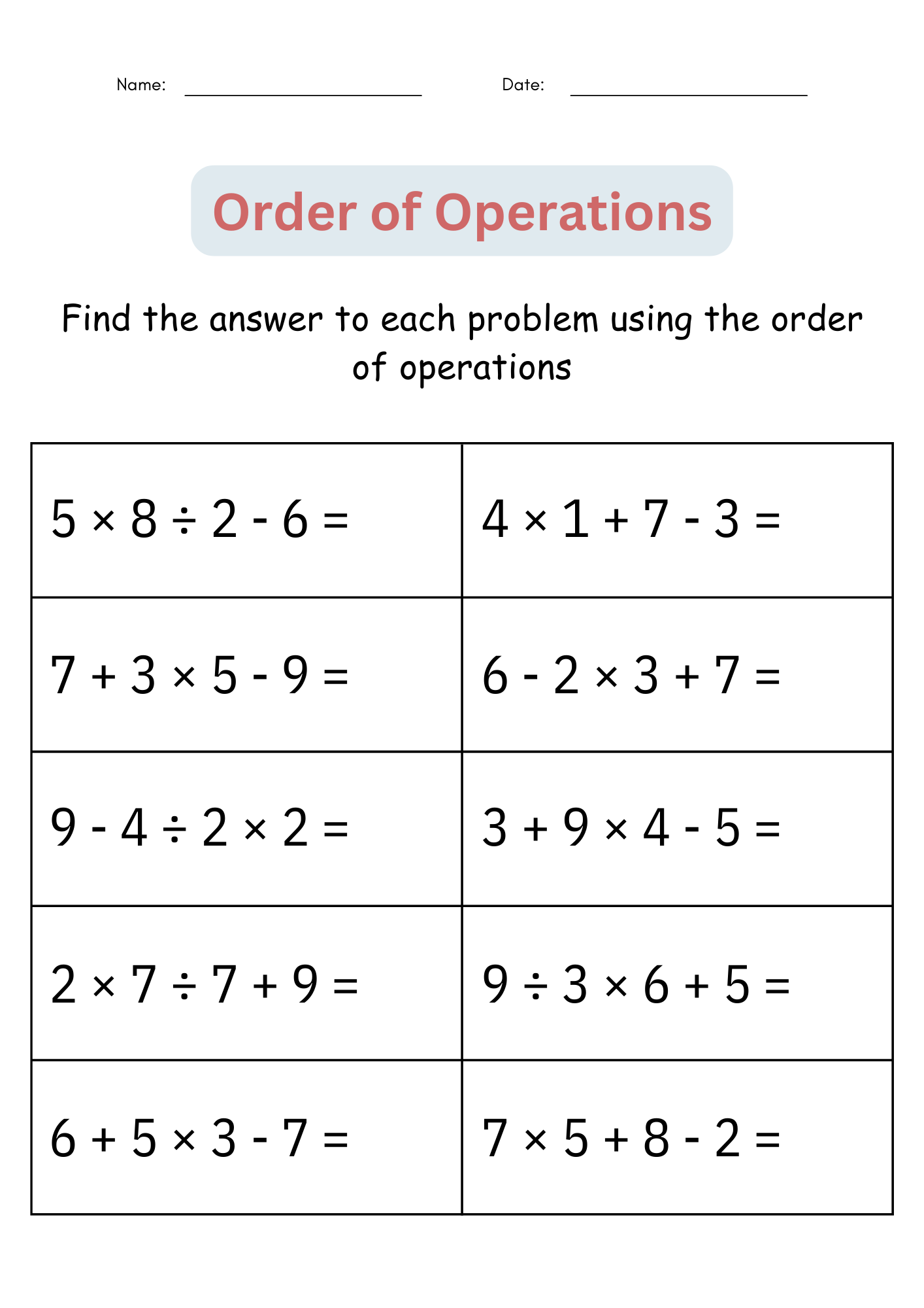 Printable Order Of Operations Digital Worksheets Activities For 4th 5th Grade Made By Teachers Printable Order Of Operations Digital Worksheets Activities For 4th 5th Grade Made By Teachers