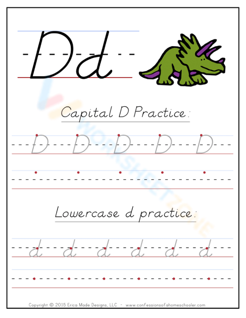 Printable Preschool D Nealian Worksheets