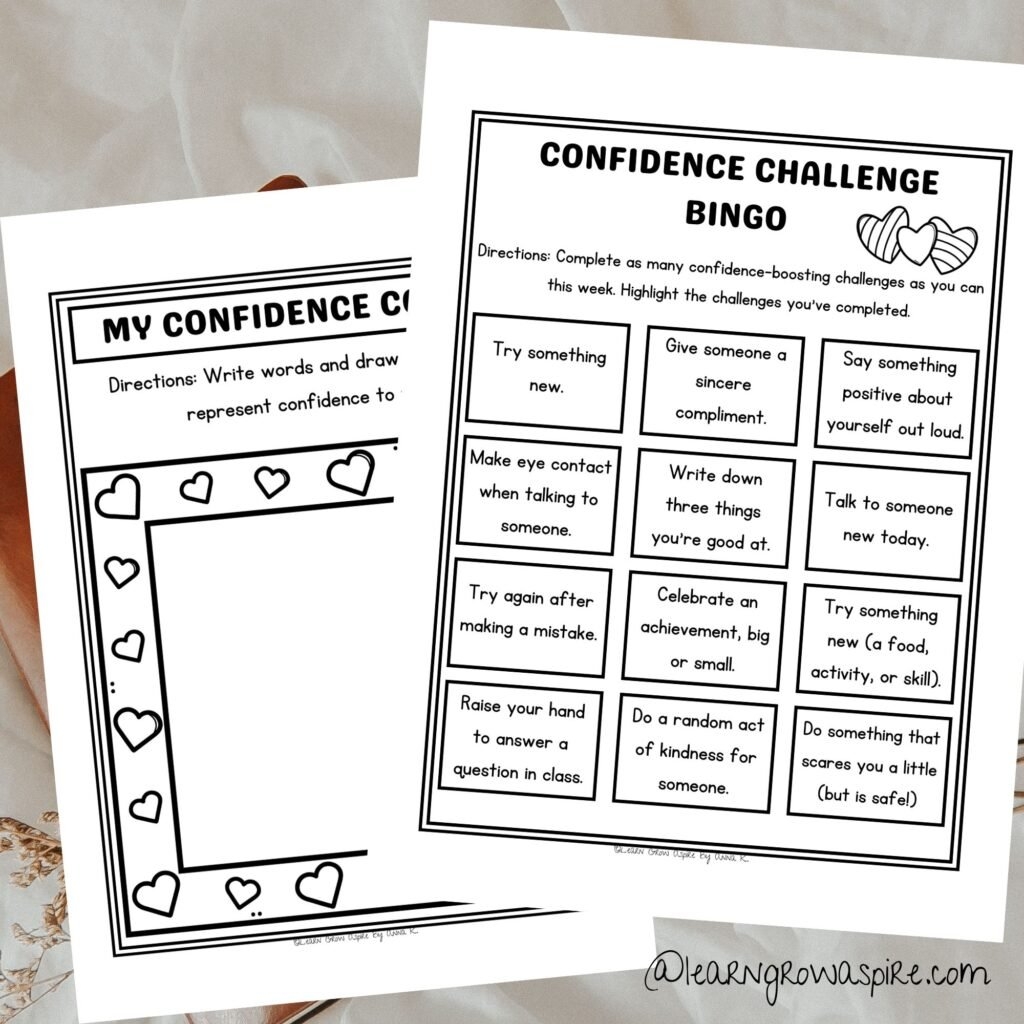 Printable Self Esteem Activities For Kids Learn Grow Aspire Self Esteem Activity Worksheet Mental Health Printable PDF Download Etsy