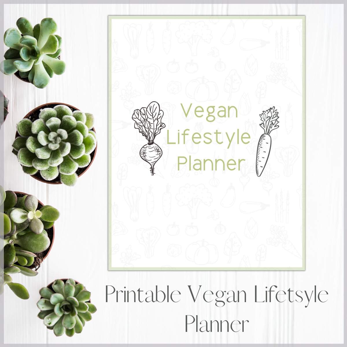Printable Vegan Lifestyle Planner Vegan Planner Vegan Printable Vegan Meal Planner Plant Based Meal Plan Vegan Dairy Etsy