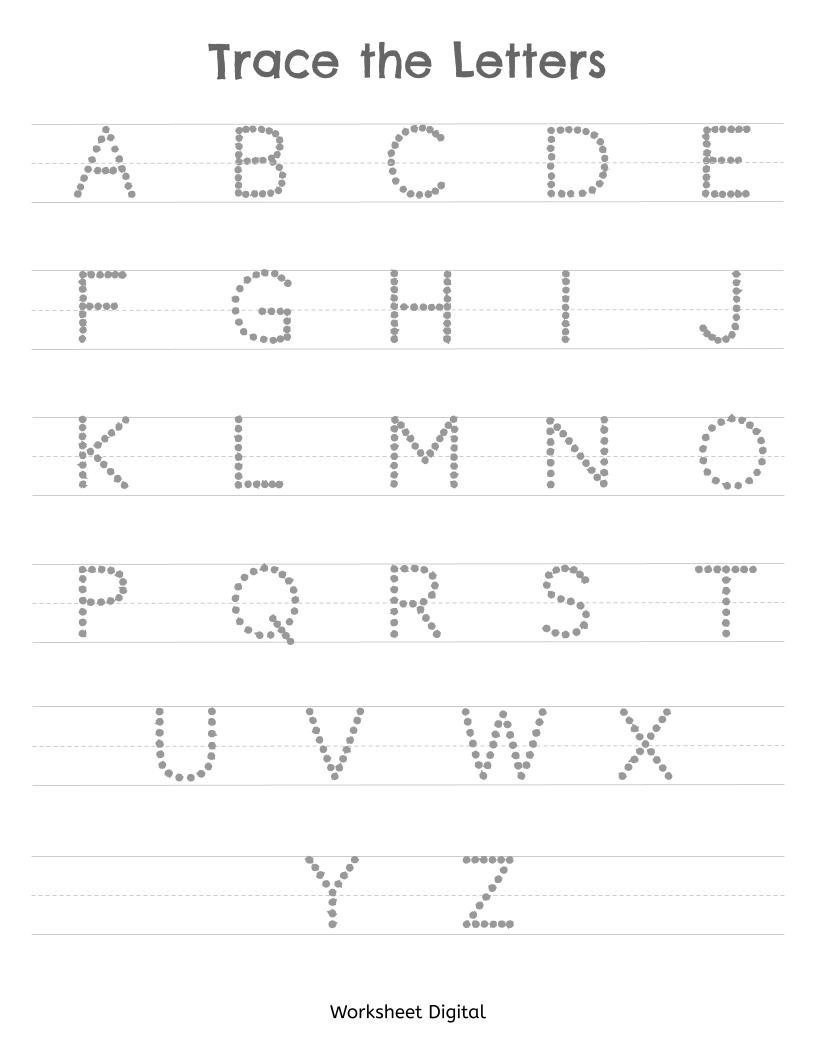 Printable Worksheets Trace The Letters Uppercase A Z Preschool Kindergarten Homeschool Etsy Israel