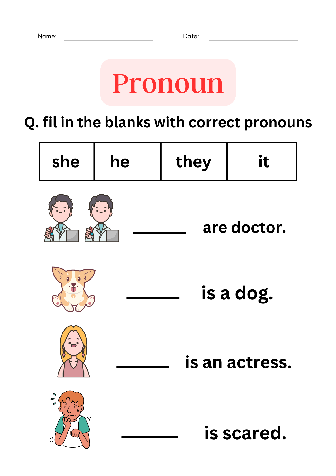 Pronoun Worksheets For Grade 1 2 3 Made By Teachers Identifying Pronouns He She They Worksheets For Speech Therapy Teaching Resources