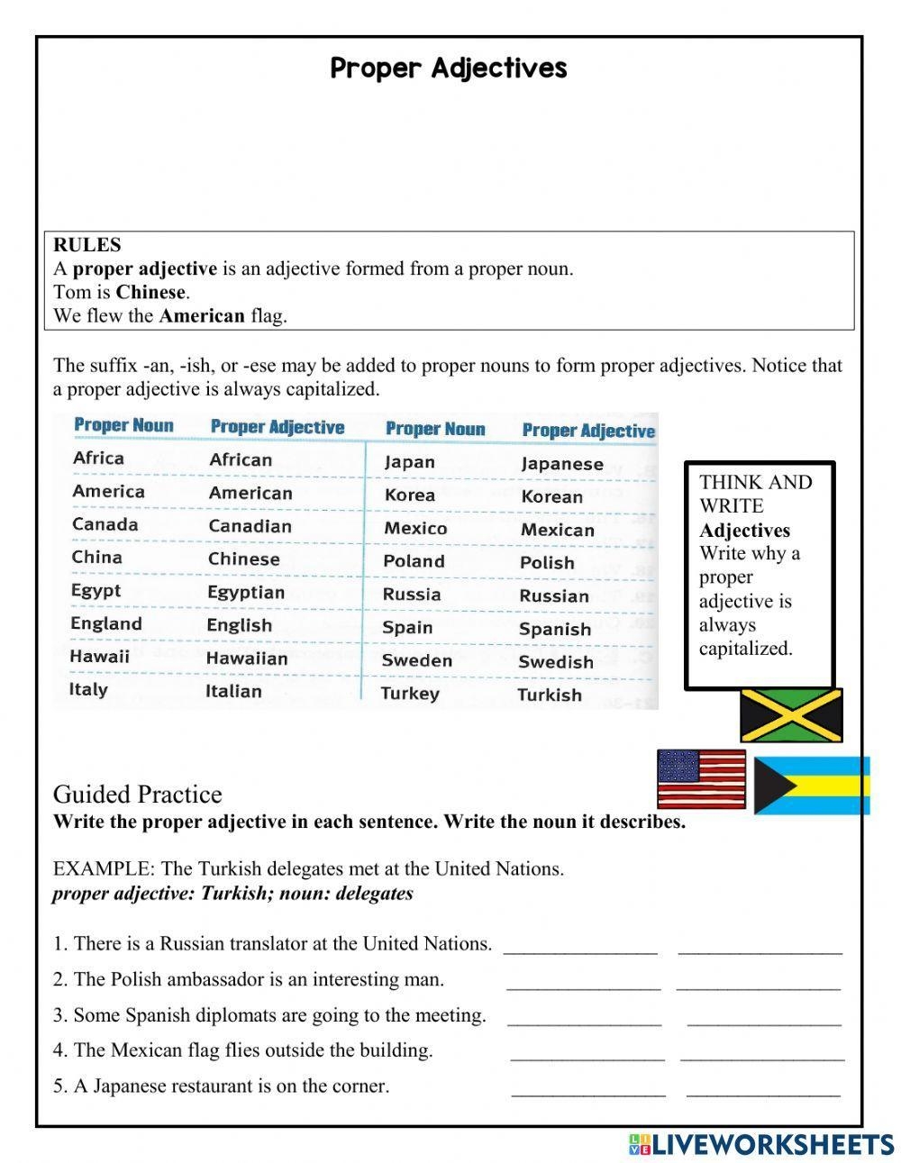 Proper Adjectives Worksheet Worksheet Worksheets Library Proper Adjectives Worksheet Worksheet Worksheets Library