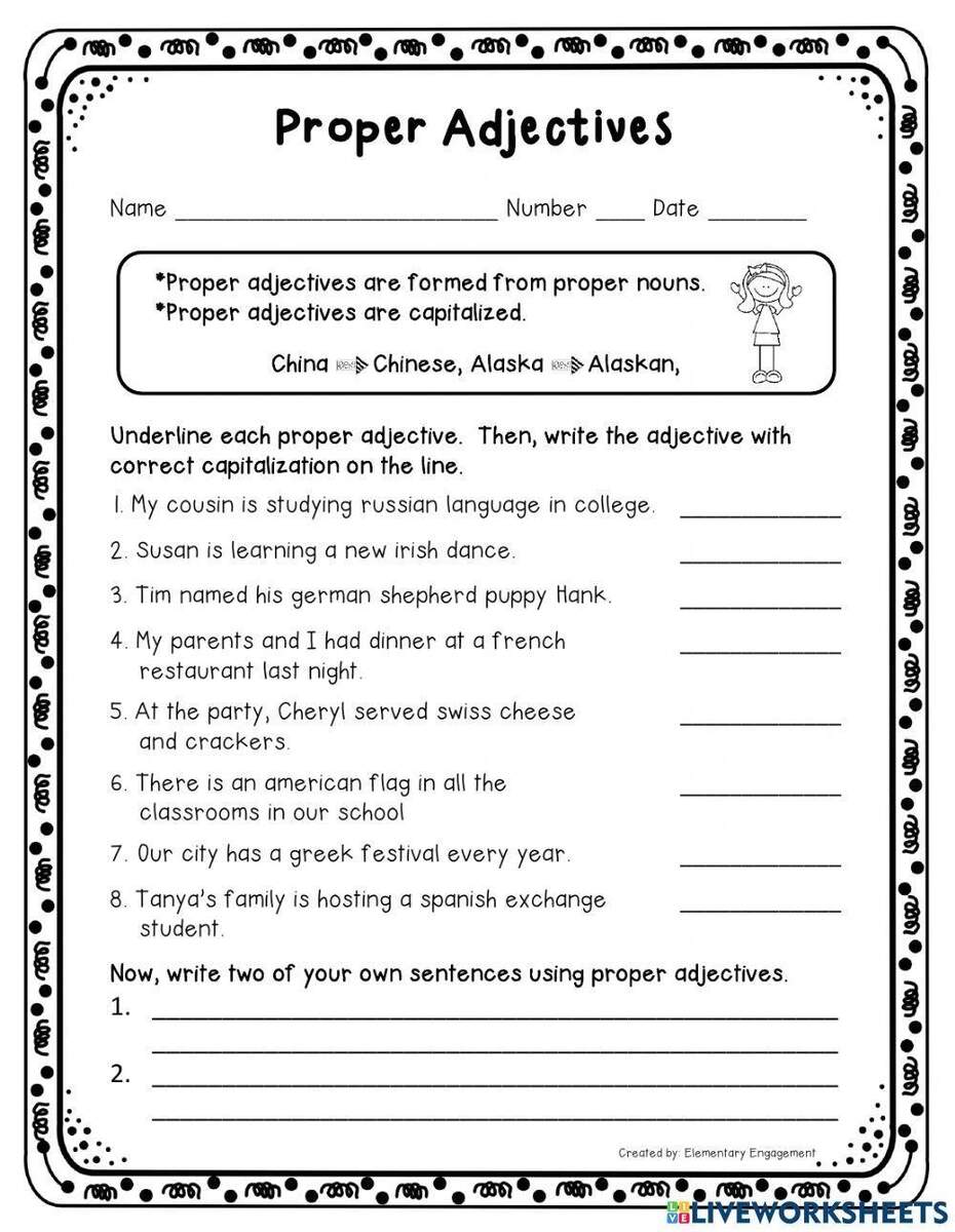 Proper Adjectives Worksheets Library Proper Adjectives Worksheets Library