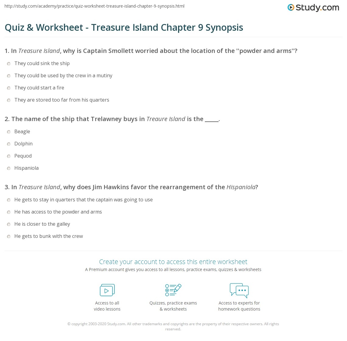 Quiz Worksheet Treasure Island Chapter 9 Synopsis Study Free Pirate Crossword Puzzle For Kids