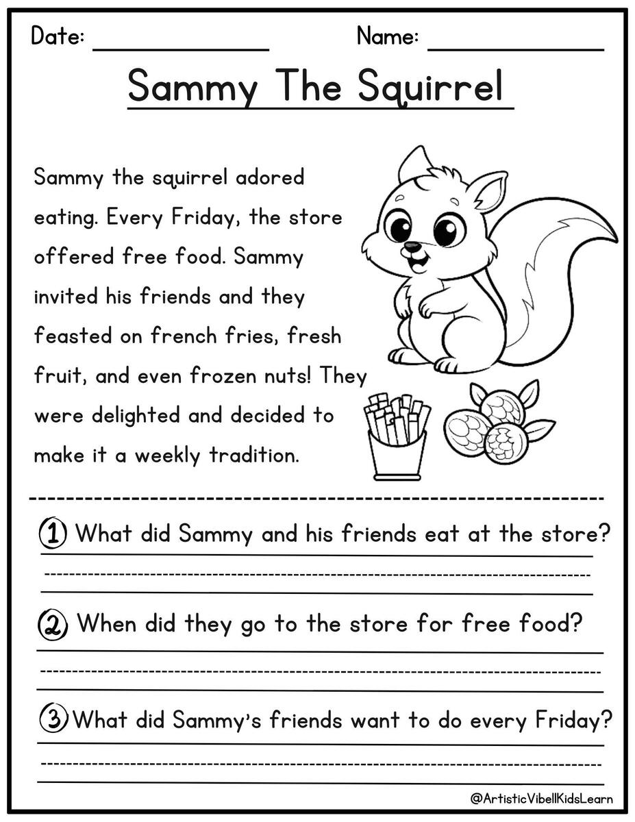 Reading Comprehension Printable Kindergarten First Grade Worksheets Instant Download Fluency Worksheet English Learing Set 2 Etsy Reading Comprehension Printable Kindergarten First Grade Worksheets Instant Download Fluency Worksheet English Learing Set 2 Etsy