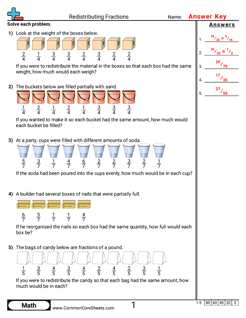 Redistributing Fractions Worksheet Download