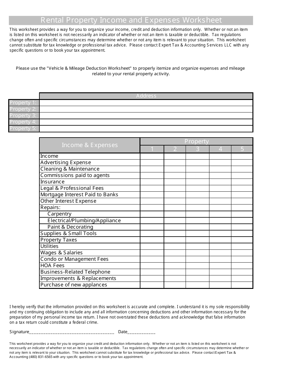 Rental Property Income And Expenses Worksheet Expert Tax Accounting Services Llc Fill Out Sign Online And Download PDF Templateroller Instructions For Form 4562 2024 Internal Revenue Service