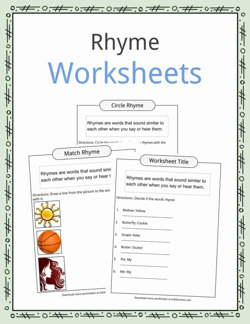 Rhyme Examples Worksheets Definition For Kids