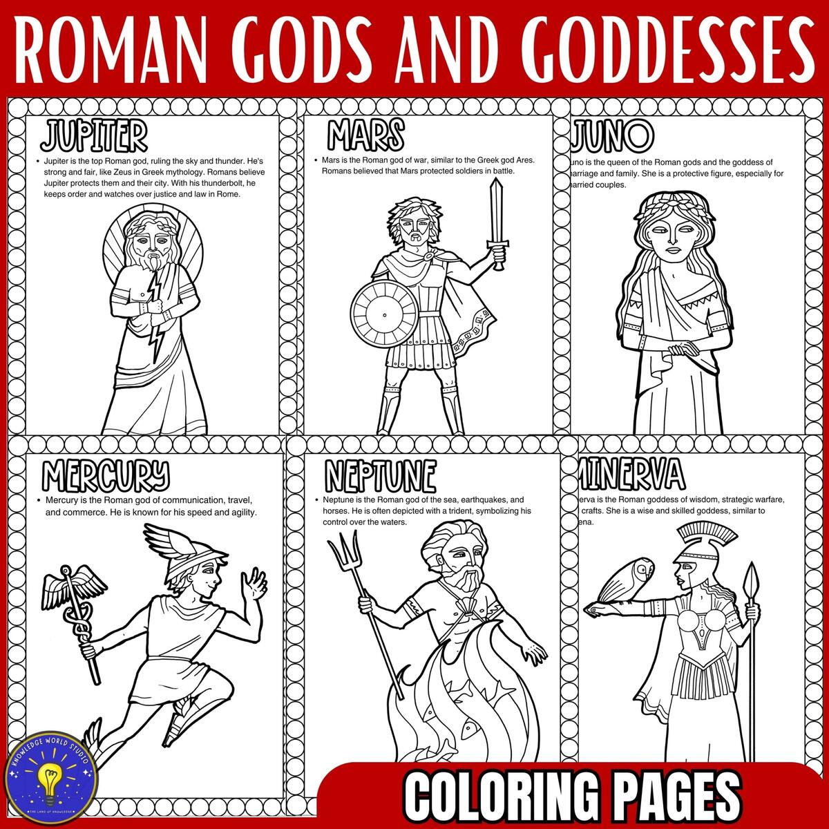 Roman Gods And Goddesses Activities Coloring Pages And Posters Teaching Resources