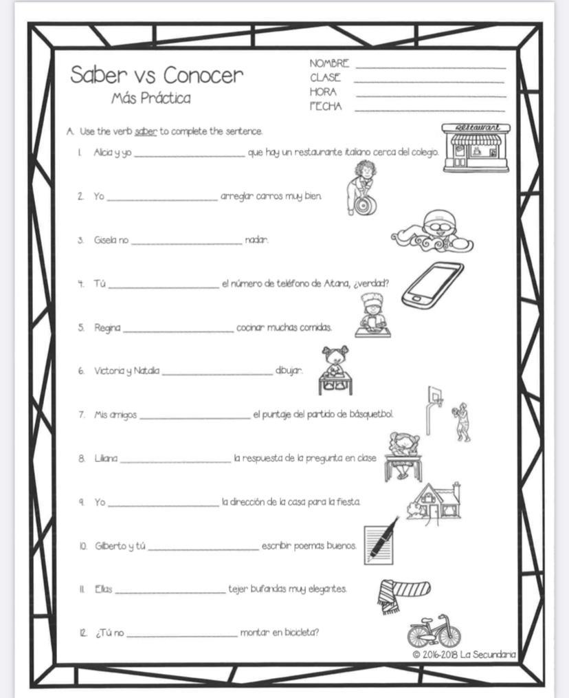 Saber VS Conocer Word Search WordMint