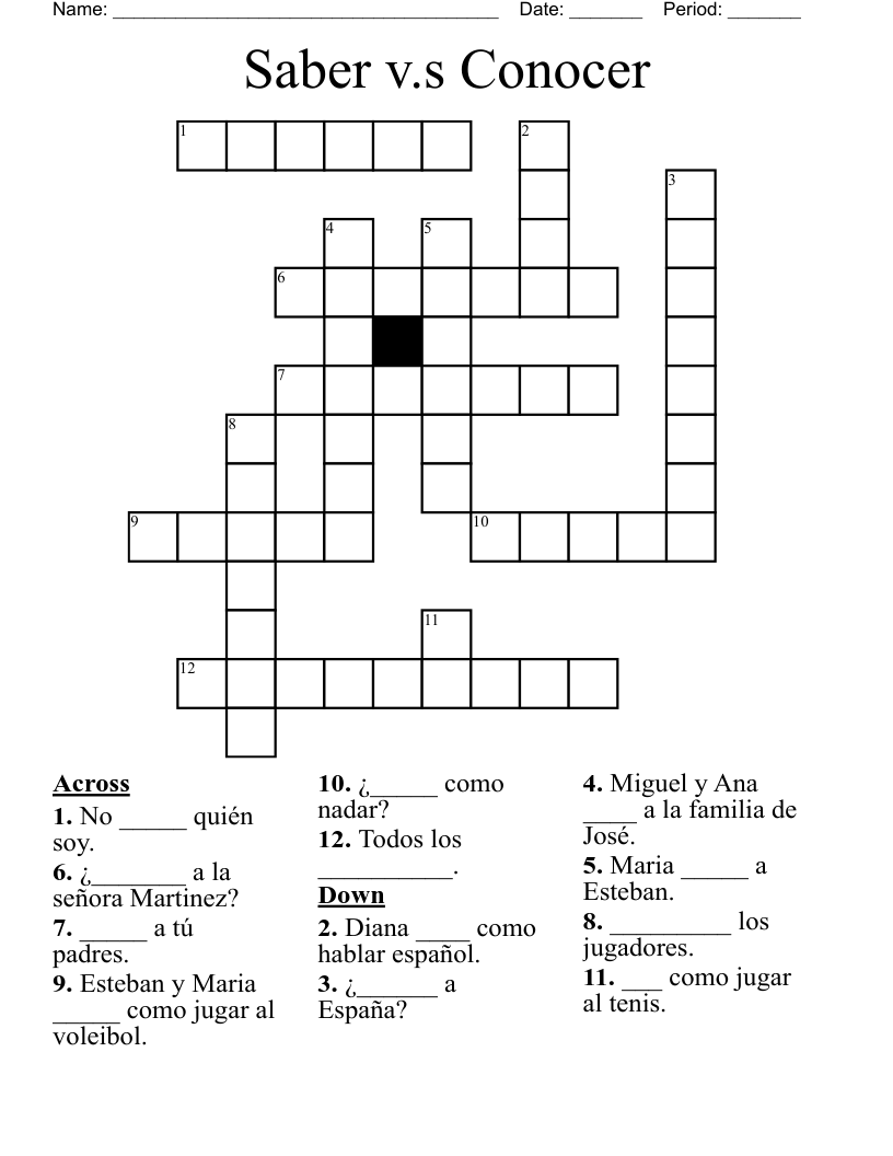 Saber VS Conocer Word Search WordMint