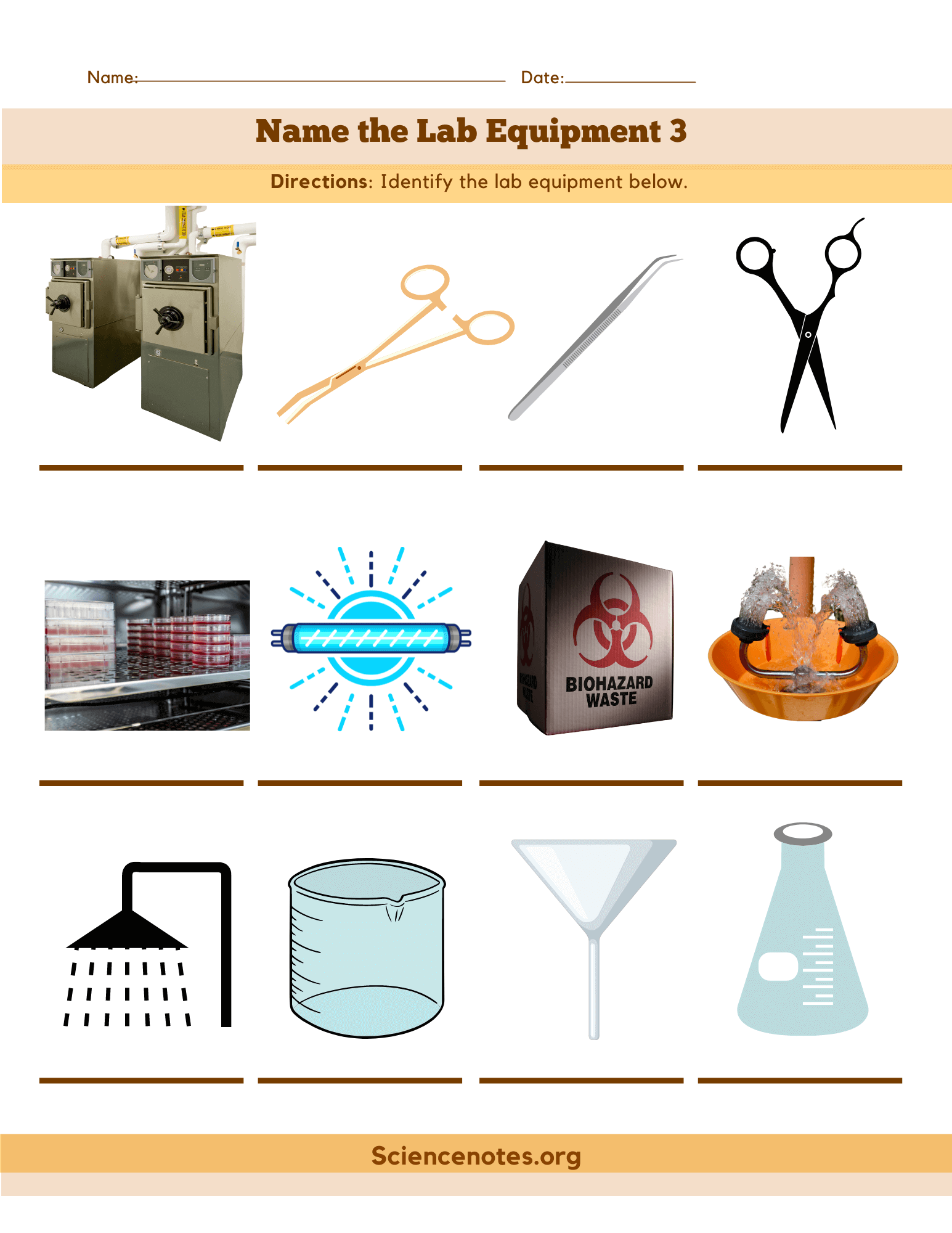 Science Laboratory Worksheets