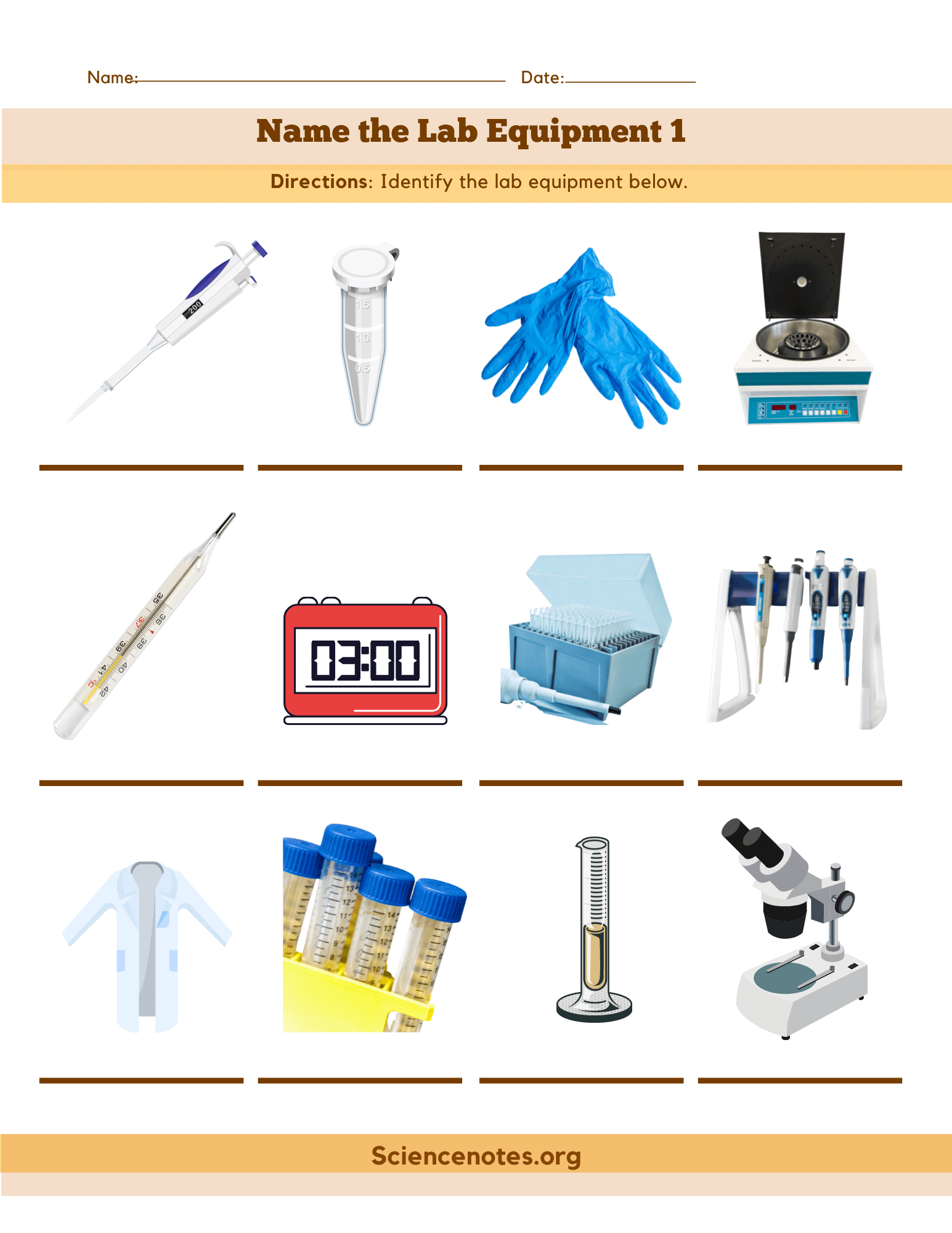 Science Laboratory Worksheets