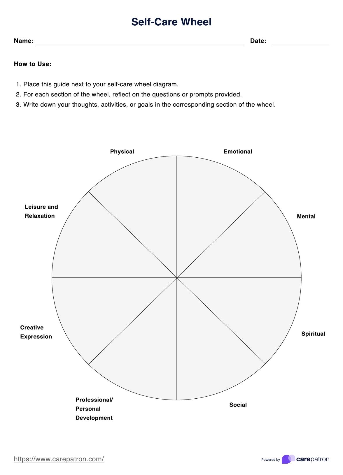 Self Care Wheels Self Care Wheel Free Google Docs Template Gdoc Io