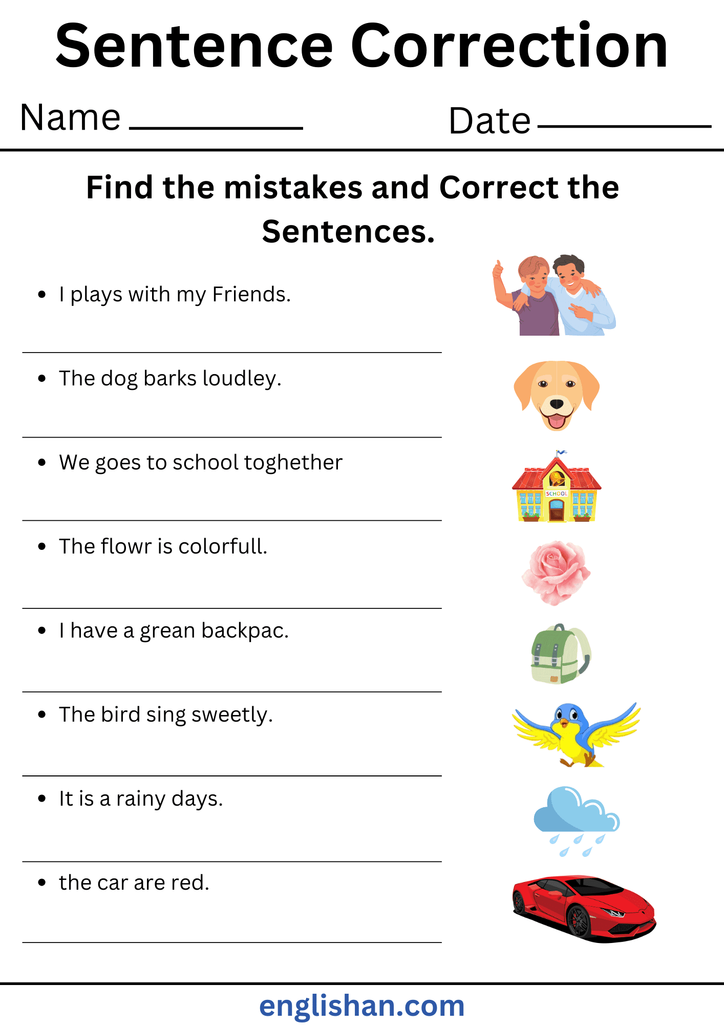 Kindergarten Grammar Worksheets