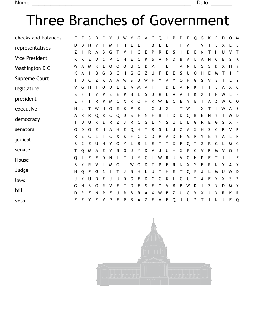 Checks And Balances Worksheet US Government