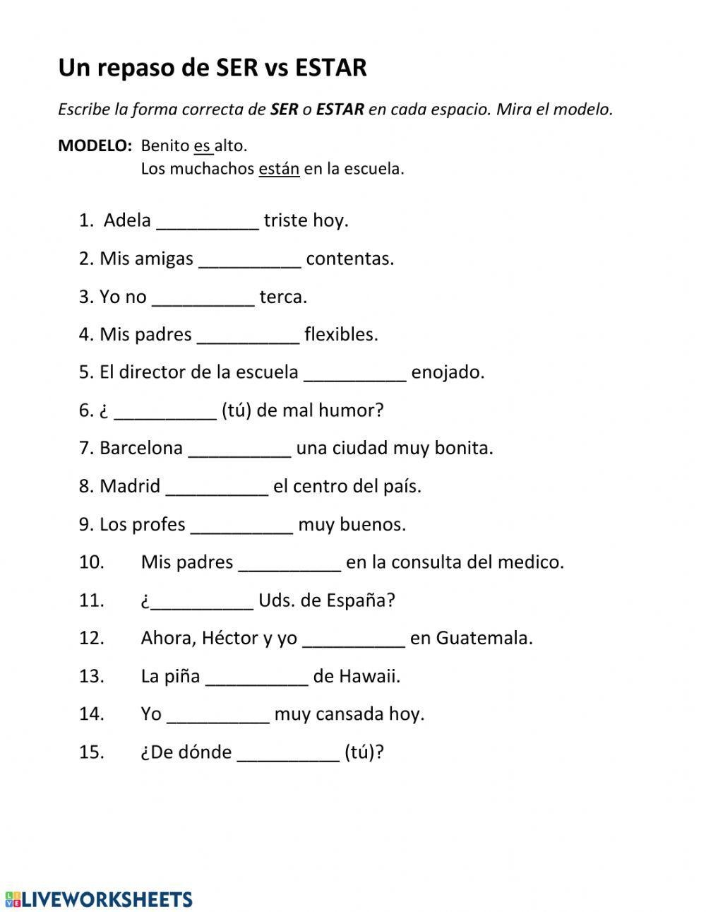 SER Vs ESTAR SraBaus Worksheets Library Ser Y Estar Present Infographic Chart 3 Worksheets Spanish 1 2 Novice Made By Teachers