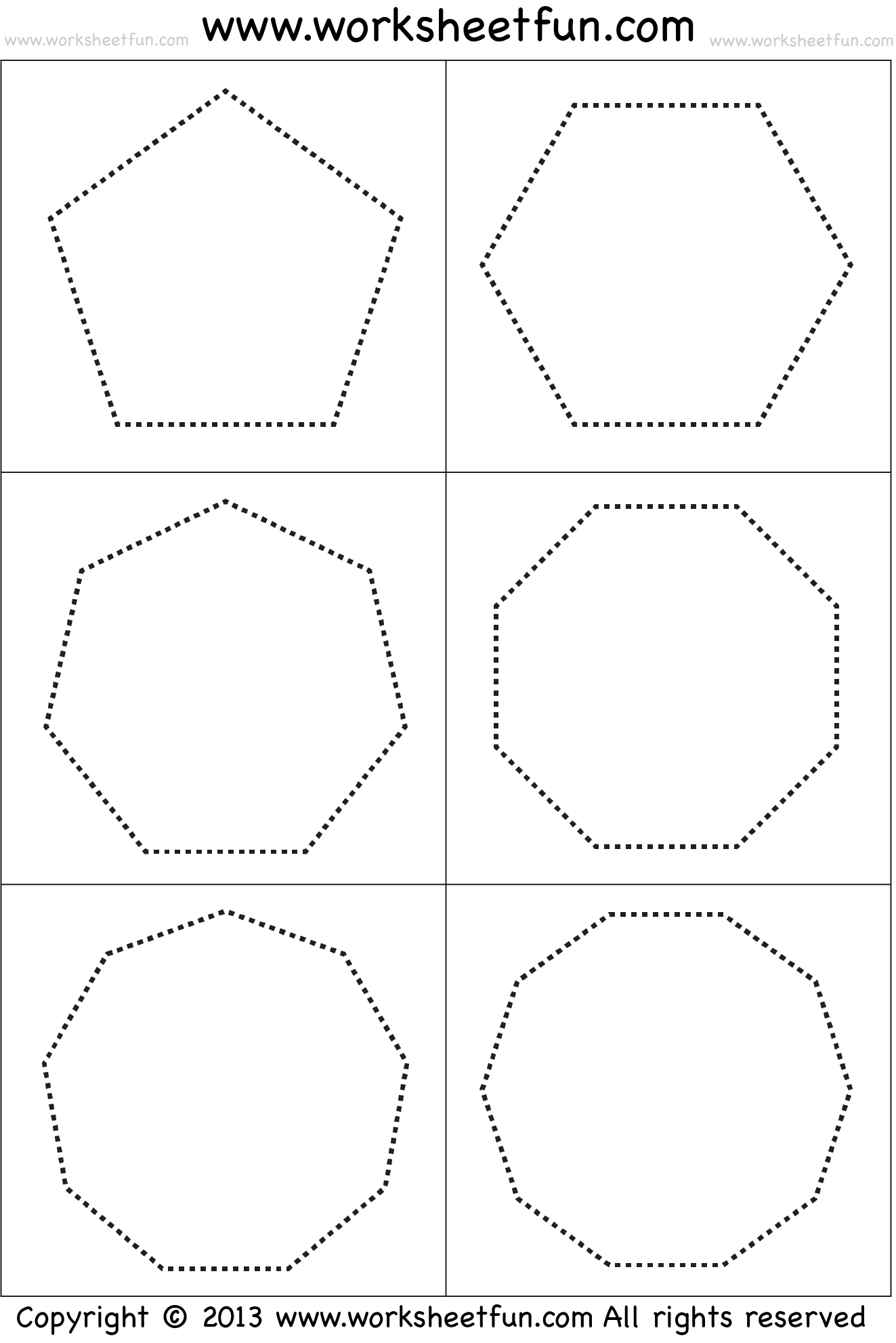 Shapes Polygons Pentagon Hexagon Heptagon Octagon Nonagon Decagon 11 Worksheets FREE Printable Worksheets Worksheetfun