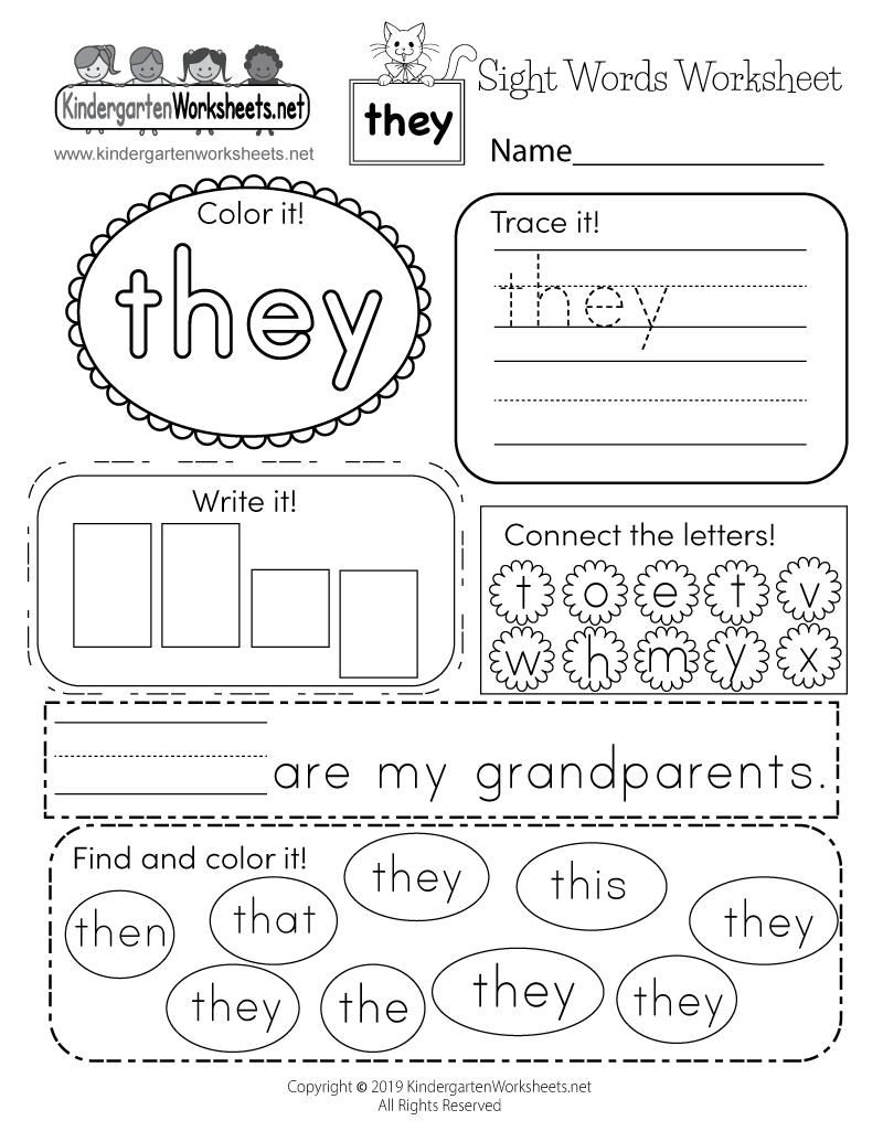 Free Printable Sight Word Worksheets Reading Elephant