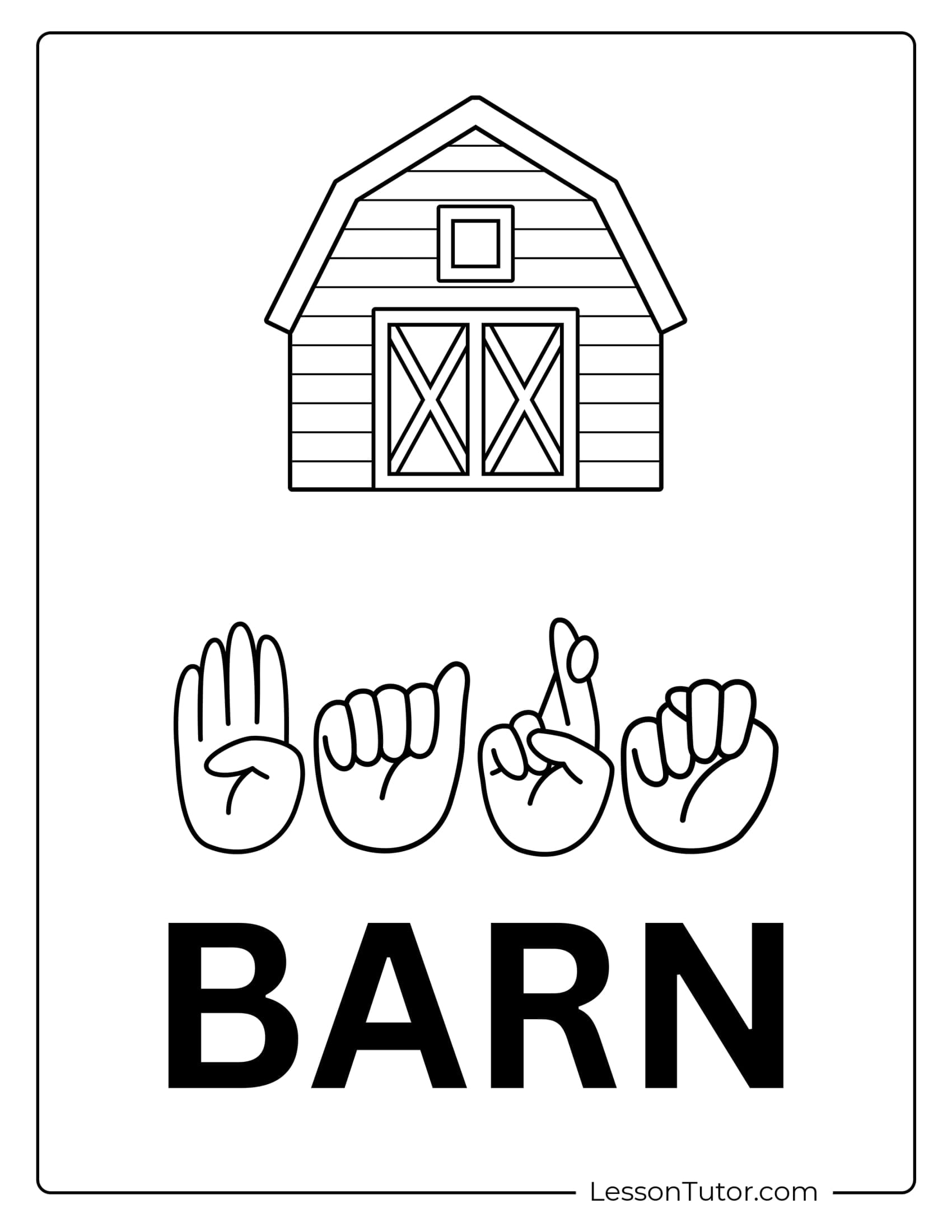 Sign Language Farm Animals Free Coloring Pages PDF Printables And Worksheets Lesson Tutor