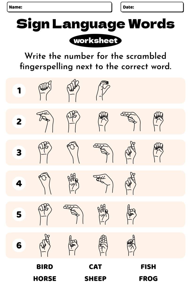 Sign Language Words Worksheets 10 Free PDF Printables Printablee ASL Numbers Superstar Worksheets