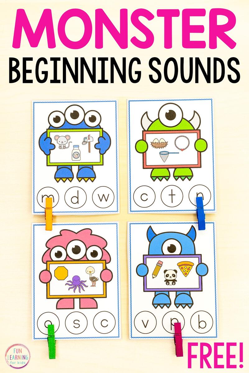 Silly Monster Beginning Sounds Task Cards Silly Monster Beginning Sounds Task Cards
