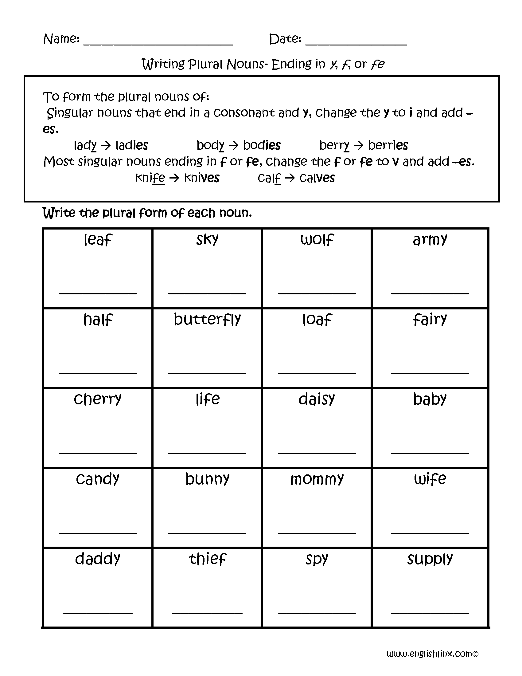 Singular And Plural Nouns Worksheets Writing Plural Nouns Worksheets Plural Nouns Worksheet Free Printable Digital PDF