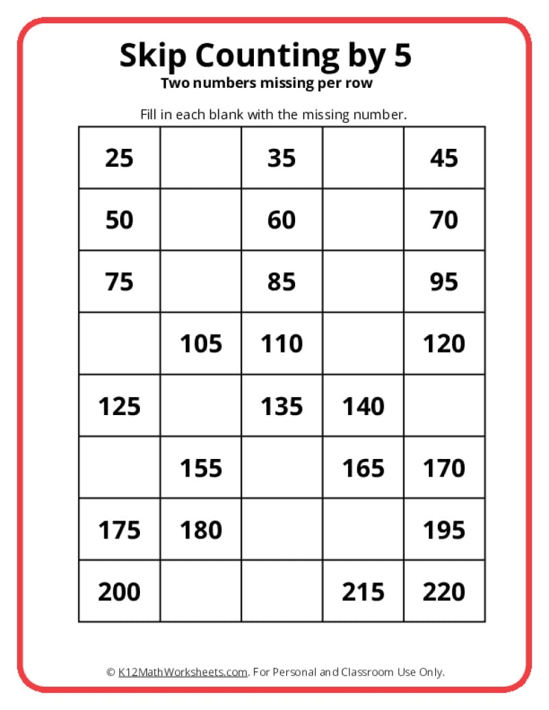Skip Counting By 5 Kindergarten Skip Counting By 5 Worksheets Made By Teachers