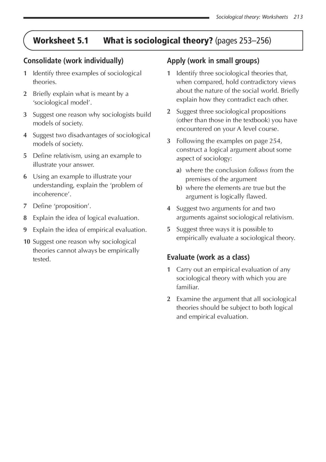 Sociological Theory Worksheets Exercises Sociology Docsity Worksheets Library Social Work Theory Chart