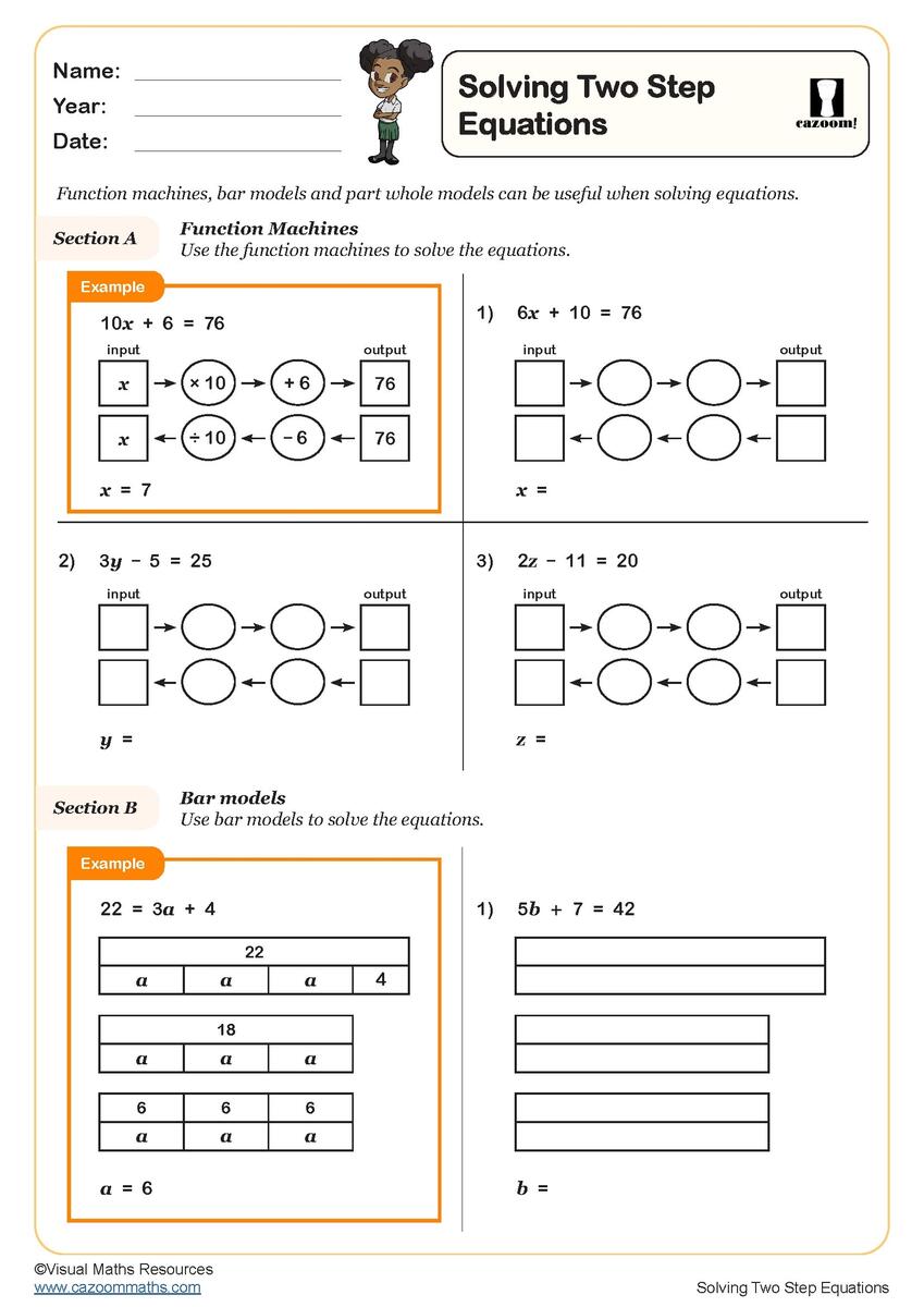 Solving Two Step Equations Worksheet PDF Printable Algebra Worksheets Solving Two Step Equations Worksheet PDF Printable Algebra Worksheets