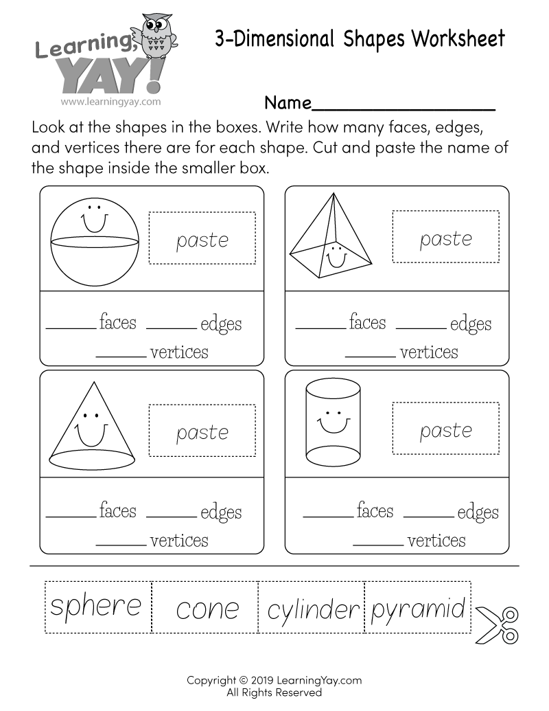 Sorting 2D And 3D Shapes Worksheet For 1st Grade Free Printable 3d Shapes Worksheets 2nd Grade