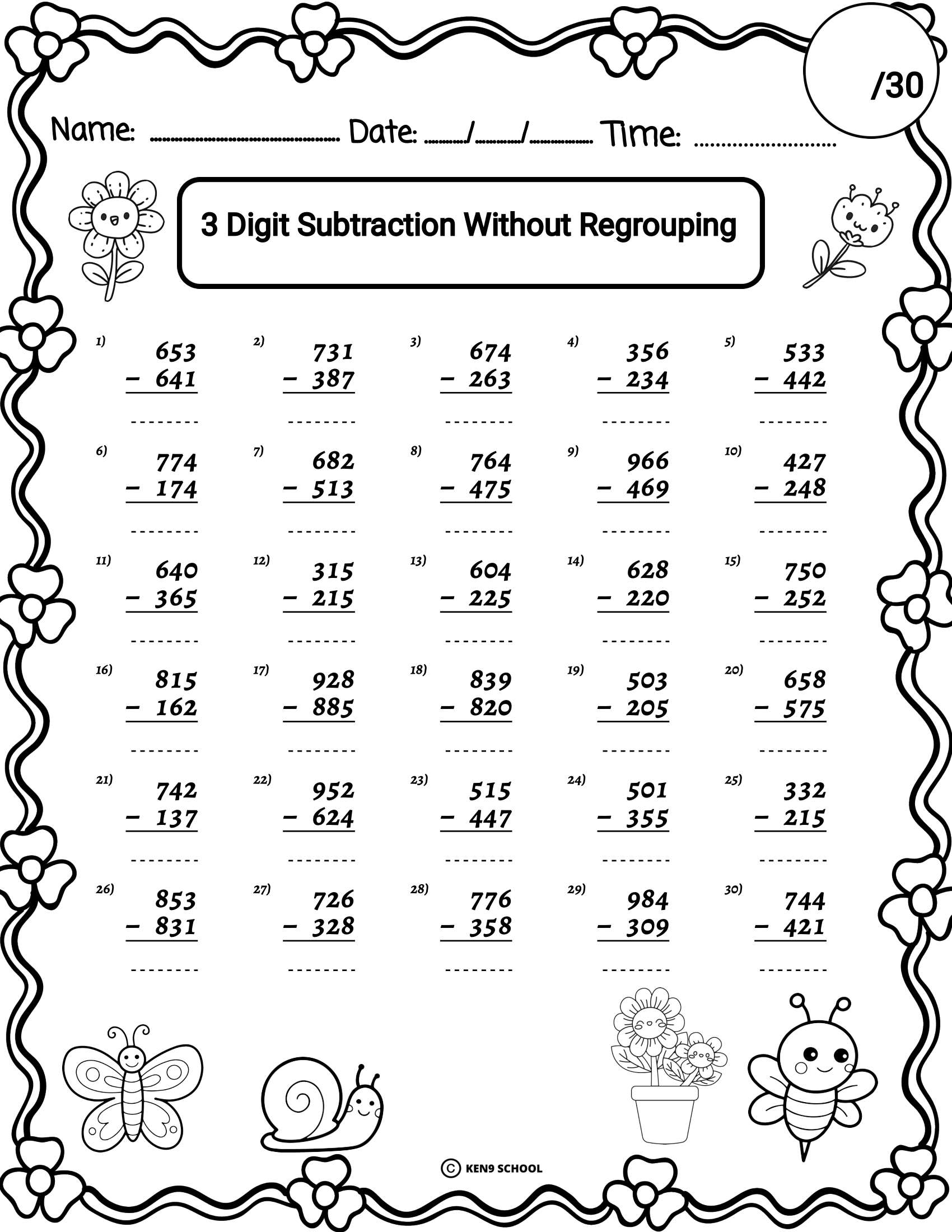 Spring 3 Digit Addition And Subtraction With Without Regrouping Worksheets Made By Teachers