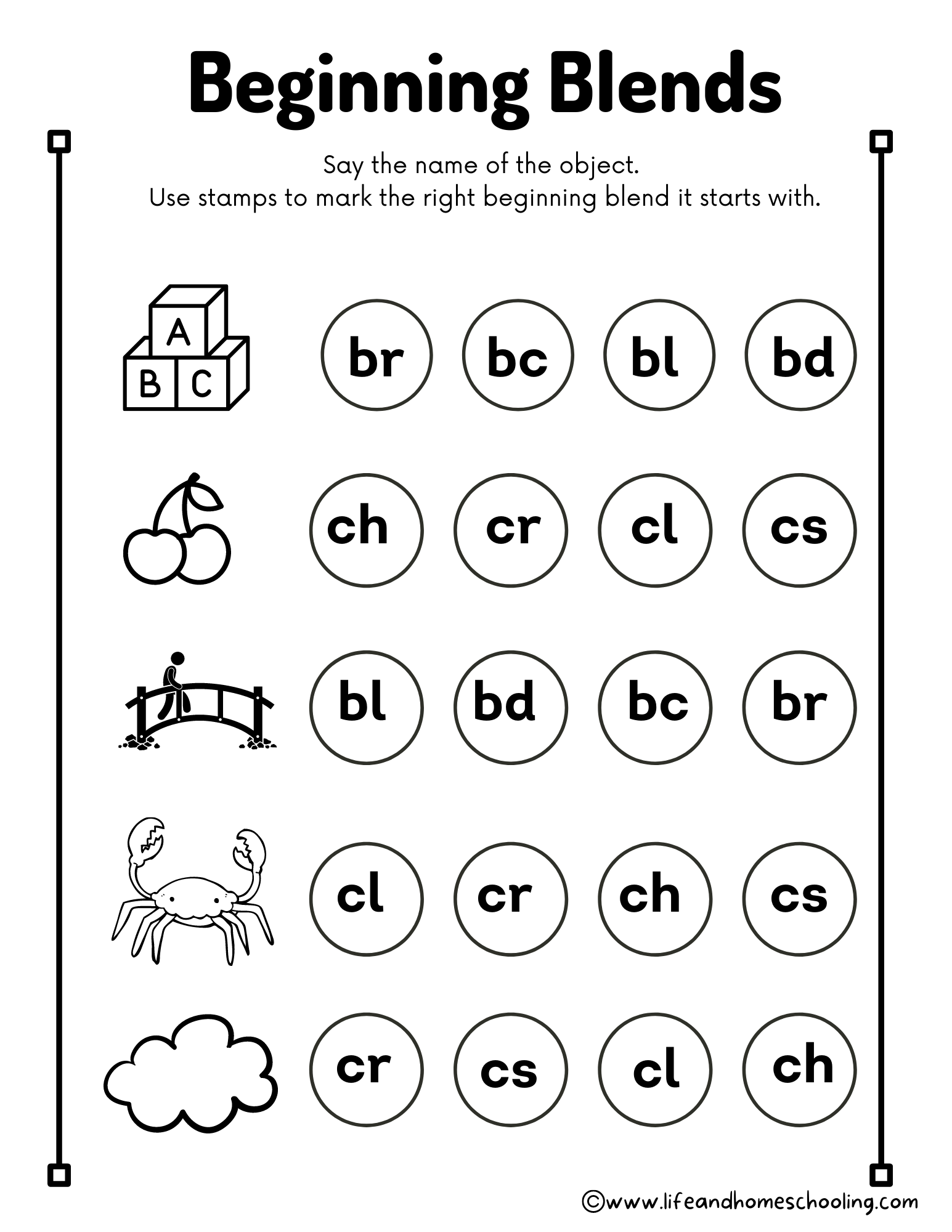 Stamp Beginning Blends Printable Activity Made By Teachers Beginning Blends Cut Paste Made By Teachers