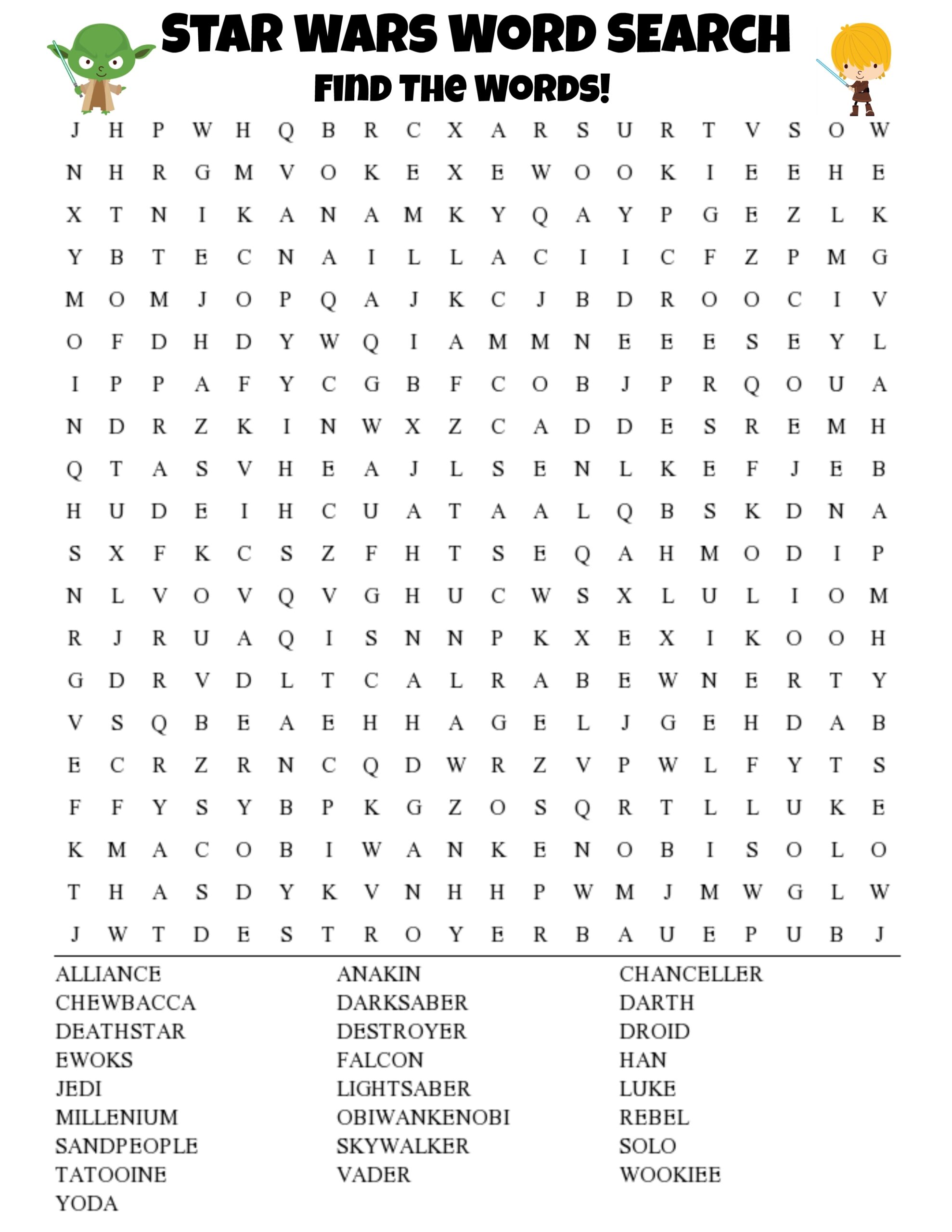 Star Wars Word Search Printable For Kids Thrifty Mommas Tips Codebreakers Star Wars 2 Teaching Squared