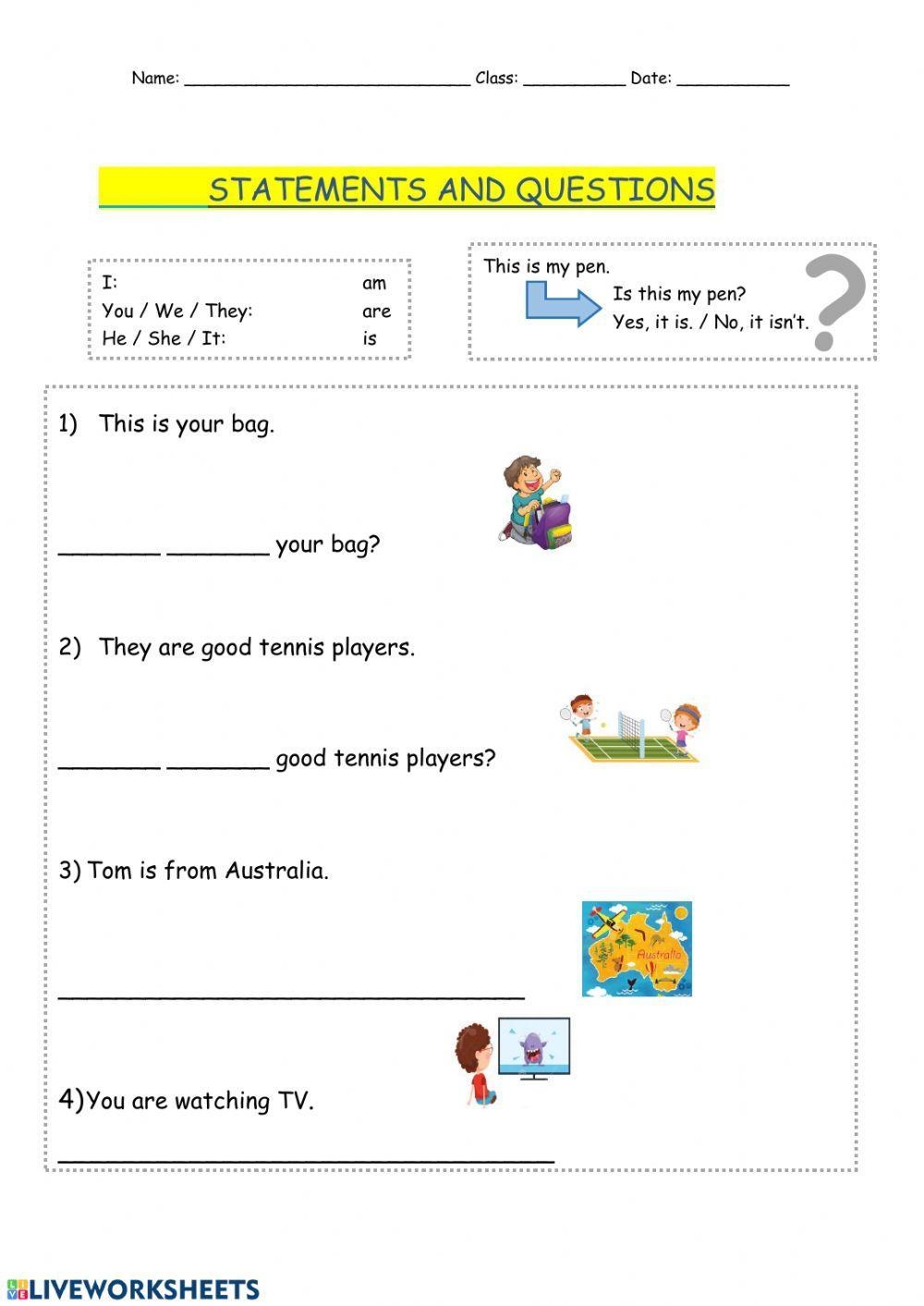 Statements And Questions Worksheet Worksheets Library