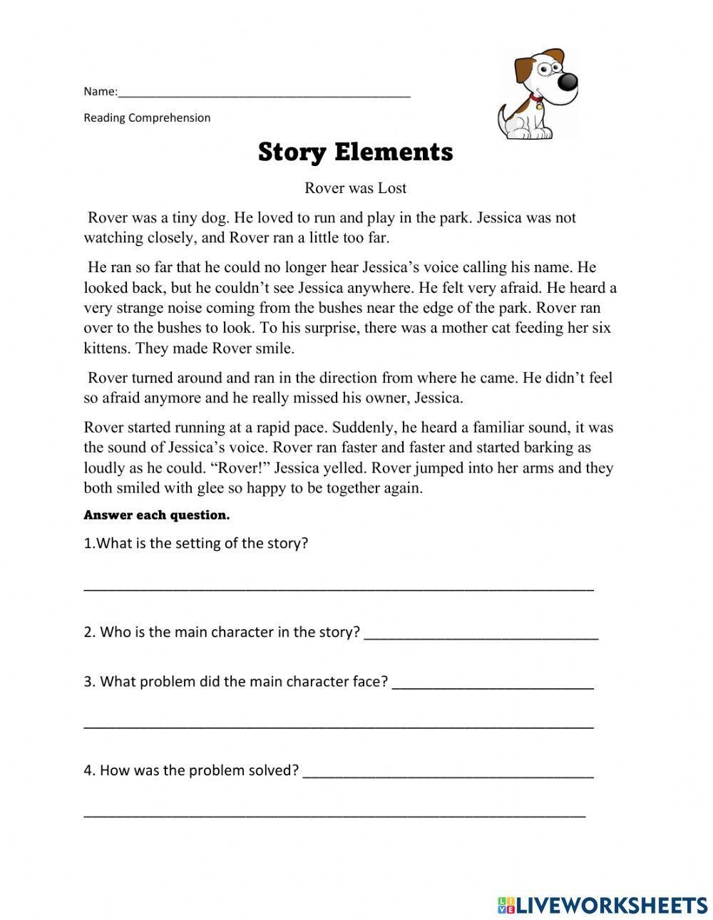 Story Elements Interactive Worksheet For Grade 3 4 Worksheets Library