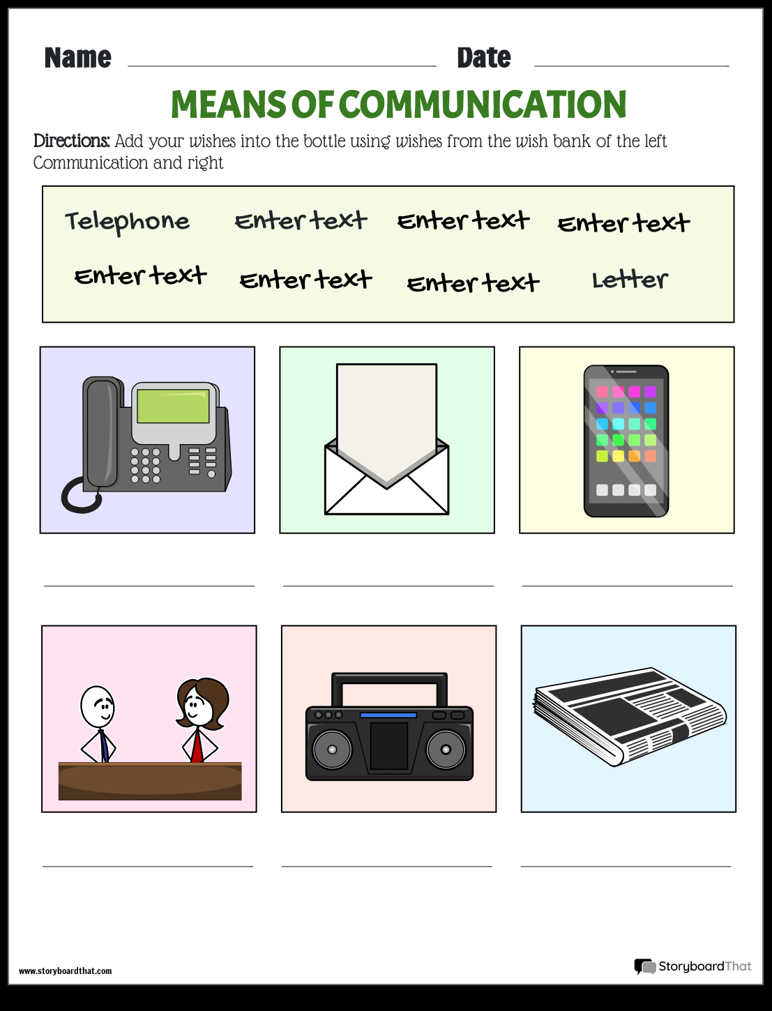 Storyboard That Communication Worksheets For Education Printable Teaching Communication Skills Worksheets