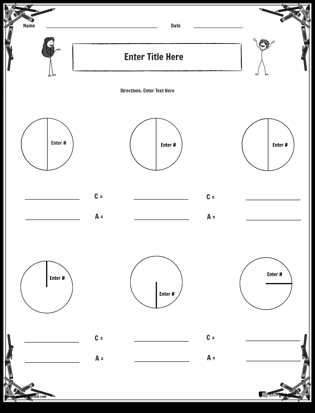 Storyboard That Free Circle Area Circumference Worksheets Circumference Area Radius And Diameter Circle Worksheets Made By Teachers