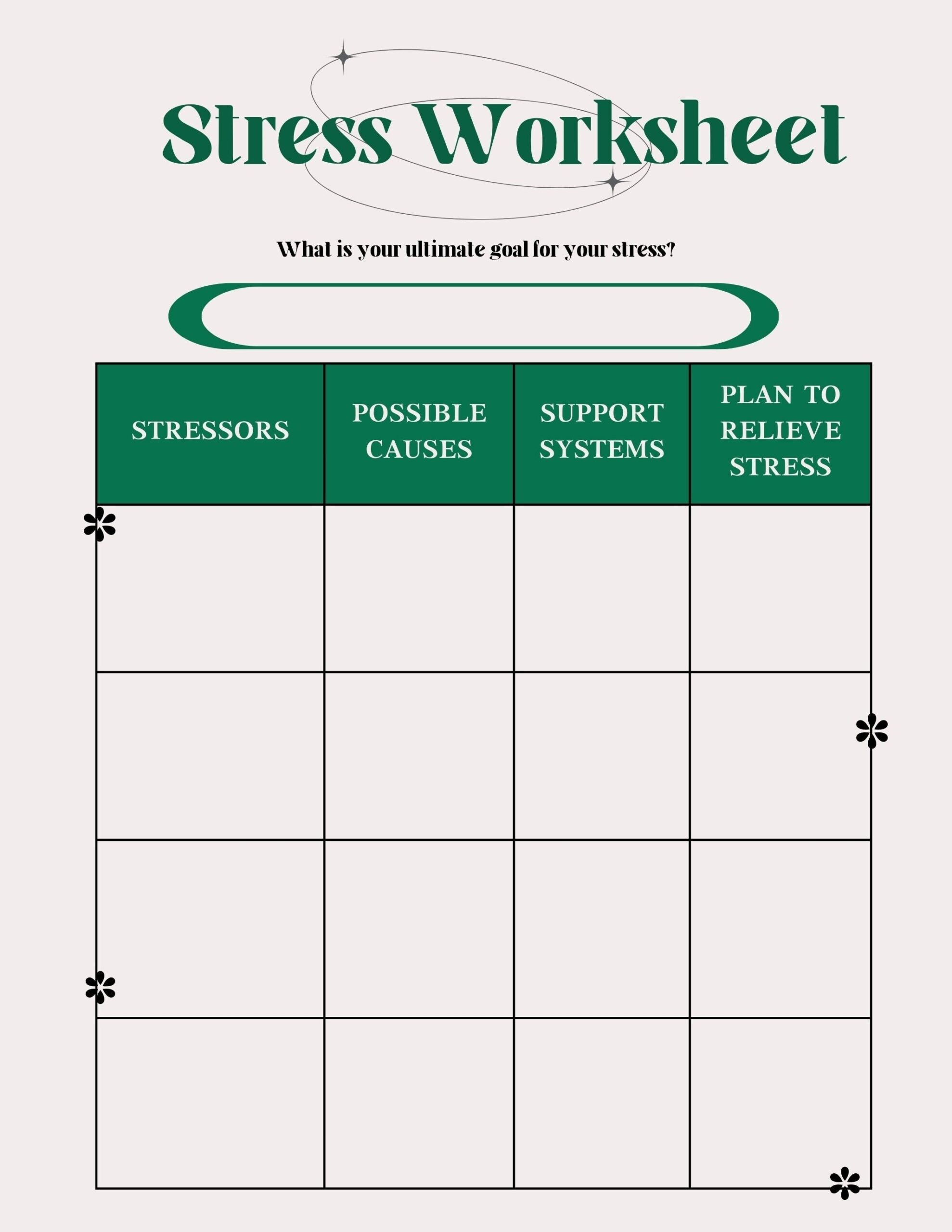 Stress Management Worksheet Etsy My Stressed Out List F