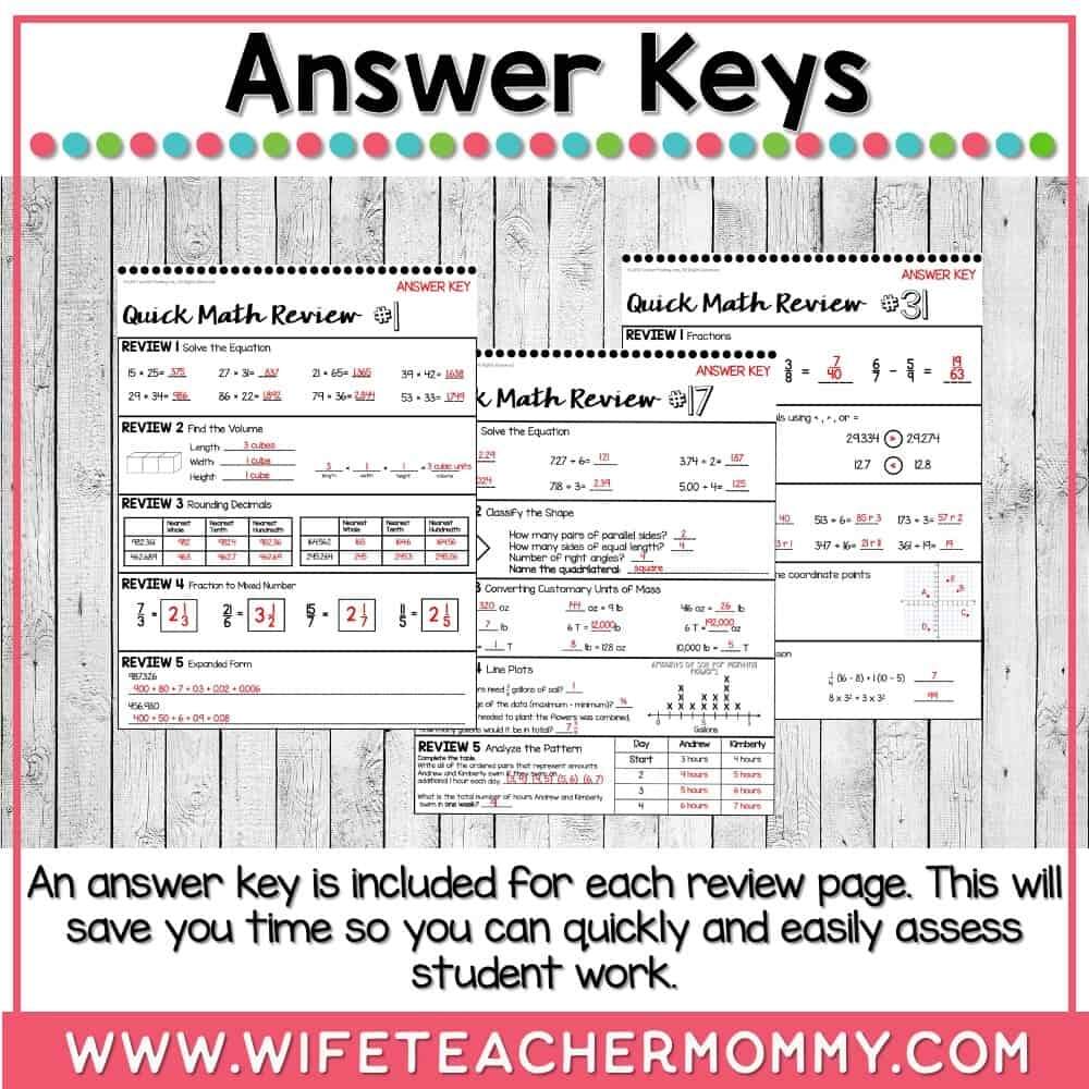 Teacher Approved Weekly Math Review 5th Grade