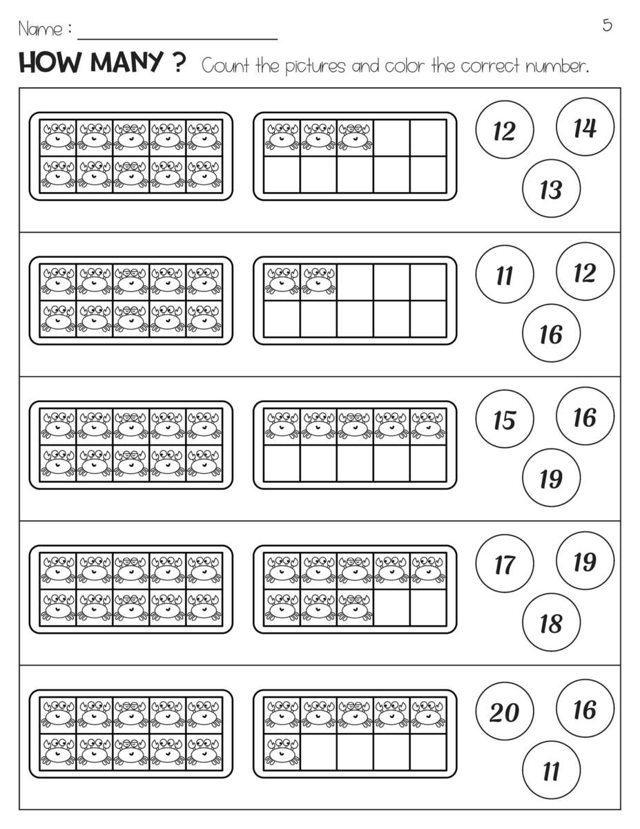 Ten Frames Counting Numbers 11 20 Worksheets Summer Theme Etsy