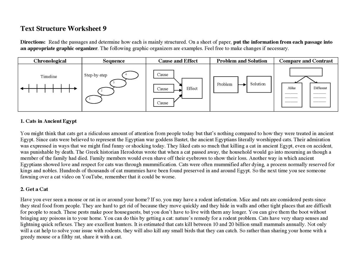 Text Structure Worksheets Free For Primary Grades Worksheets Library