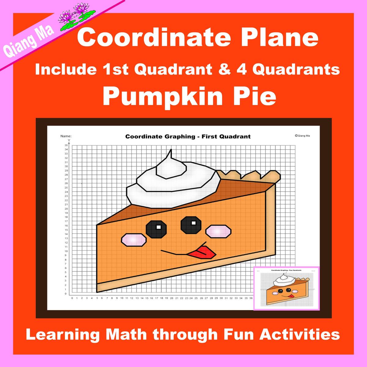 Thanksgiving Coordinate Plane Graphing Picture Pumpkin Pie Made By Teachers Printable Thanksgiving Plotting Point Worksheets Worksheets