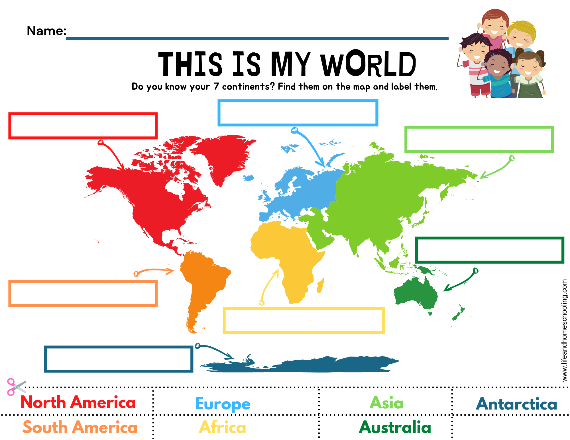 FREE 7 Continents And Oceans Worksheet