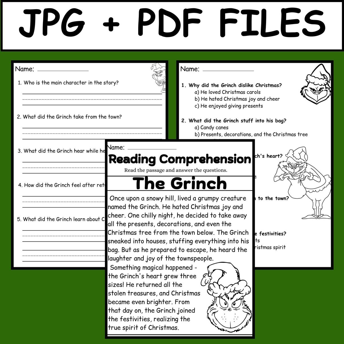 The Grinch Day Reading Comprehension Questions How The Grinch Stole Christmas Made By Teachers